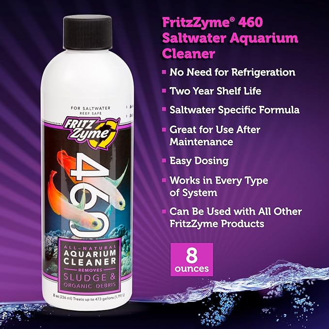 Fritz Aquatics 83369 FritzZyme 460 Biological Conditioner for Salt Water Aquariums, 8-Ounce