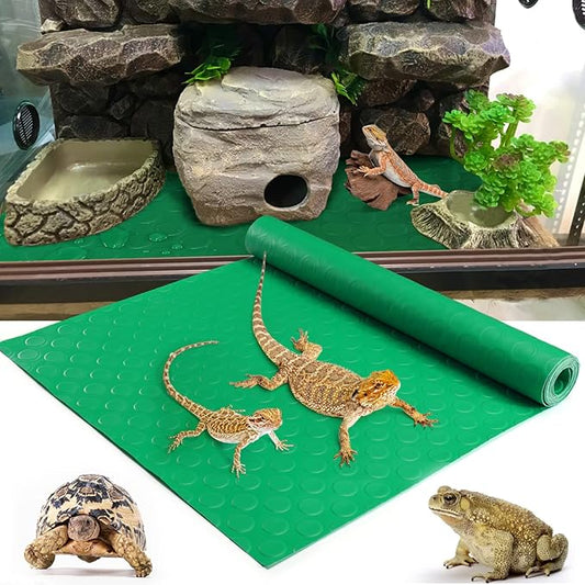 Bearded Dragon Tank Accessories, Reptile Terrarium Carpet Soft Thickening Substrate for Snake, Tortoise, Leopard Gecko, Lizard, Iguana, Non-Adhesive Reptile Habitat Bedding