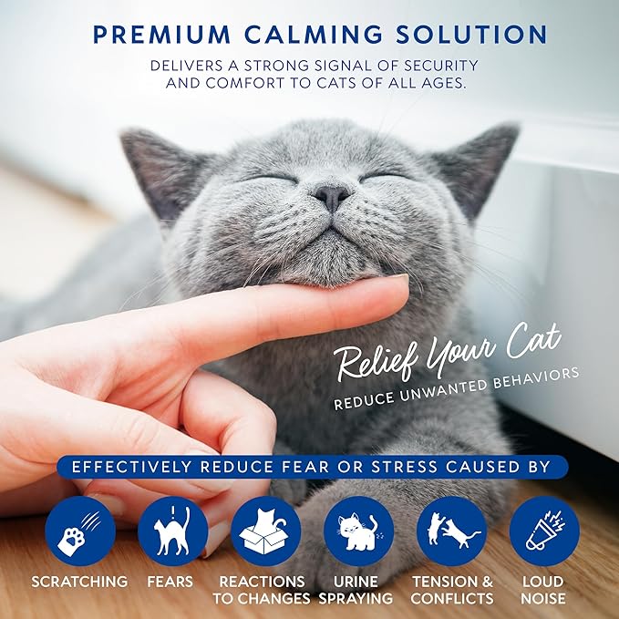 Cat Pheromones Calming Diffuser: Premium Cat Calming Diffuser - Cat Pheromone Diffuser - Pheromone Diffuser to Calm Cats - Cute Bear Head Shape Feline Pheromone Diffuser, 2Pack (Blue)