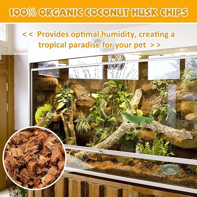 Legigo 10LBS Coconut Chip Substrate for Reptiles, 72QT Natural Coco Husk Chip Reptiles Bedding, Compressed Coconut Chip Substrate for Snake, Tortoise, Ball Python, Gecko, Lizard Terrarium Tanks