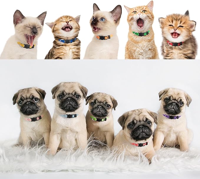 Safe 18 PCS Puppy Collars for Small Puppies Litter Set,18 Colors Soft Nylon Breakaway Small Dog Collar,Adjustable Whelping Supplies Collar(S)