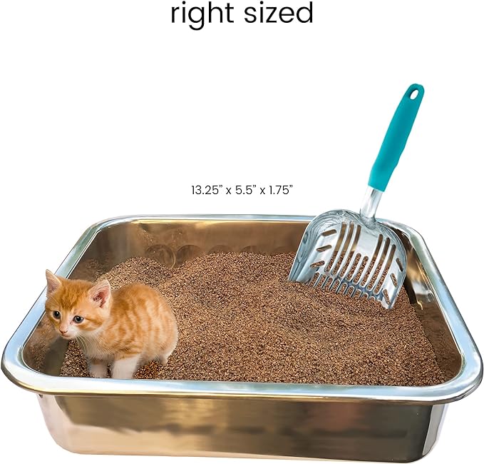 DuraScoop® Premium Multicat Cat Litter Scoop | Solid Metal | Litter Box Tray Pan Sifter