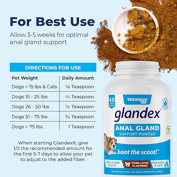 Glandex Dog Fiber Supplement Powder for Anal Glands with Pumpkin, Digestive Enzymes & Probiotics - Vet Recommended Healthy Bowels and Digestion - Boot The Scoot (Pork Liver, 4.0oz Powder)