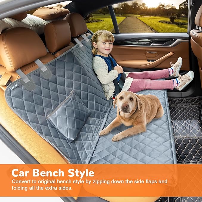 URPOWER Dog Seat Cover Car Seat Cover for Pets 100% Waterproof Pet Seat Cover Hammock 600D Heavy Duty Scratch Proof Nonslip Durable Soft Pet Back Seat Covers for Cars Trucks and SUVs