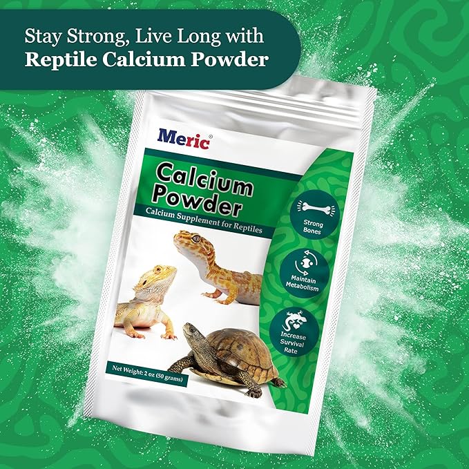 CoCoo Reptile Calcium Powder, Ideal for Leopard Geckos, Chameleons, Iguanas, Turtles, Chicken & Dog, Avoid Vitamin D3 Overdose in Bearded Dragons, Lizards Love It, Energy-rich Additional Feed, 2 oz.