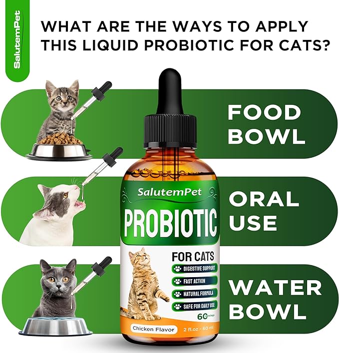 Cat Probiotic | Liquid Cat Probiotics for Indoor Cats | Cat Digestive Support | Probiotics for Cats Supplements | Natural Prebiotic for Cats | Liquid Probiotic for Cats | 2 Oz