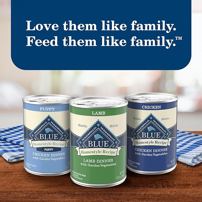 Blue Buffalo Homestyle Recipe Natural Adult Wet Dog Food, Lamb 12.5 oz cans (Pack of 12)