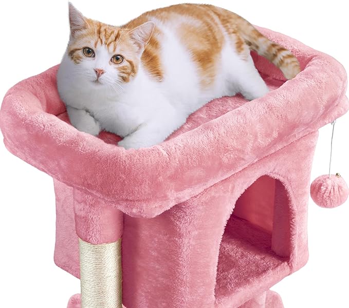 Yaheetech 23.5in Cat Tree Tower, Cat Condo with Sisal-Covered Scratching Posts, Cat House Activity Center Furniture for Kittens, Cats and Pets - Pink