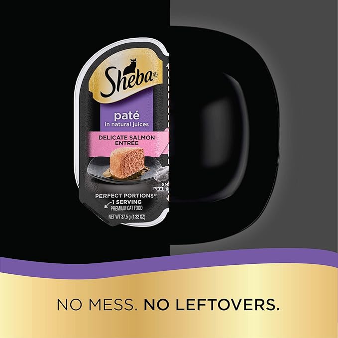 SHEBA Perfect Portions Paté Wet Cat Food Trays (12 Count, 24 Servings), Chicken and Salmon Entrée, Easy Peel Twin-Pack Trays, (Pack of 2)