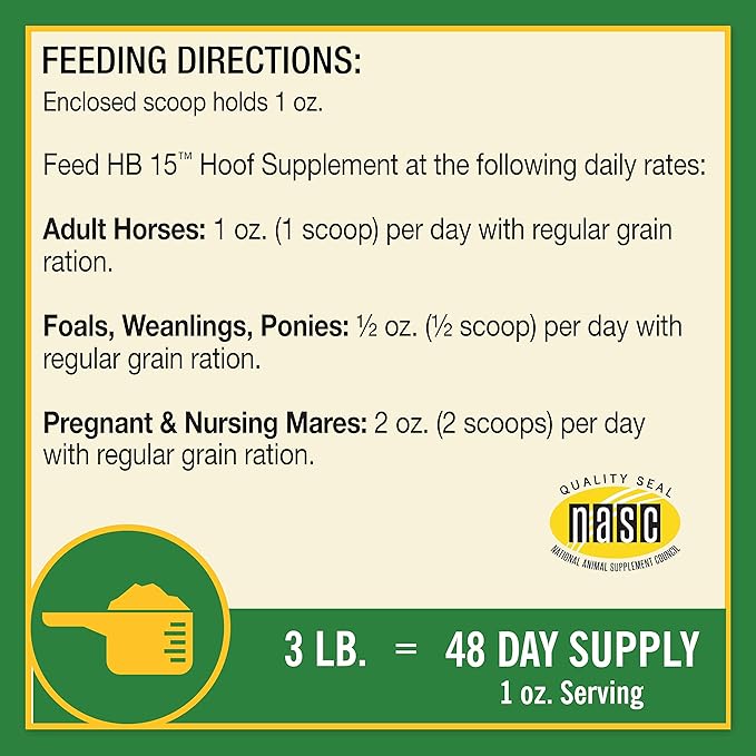 Farnam HB 15 Hoof Supplement, Supports healthy hoof growth 3 pound, 48 Day Supply