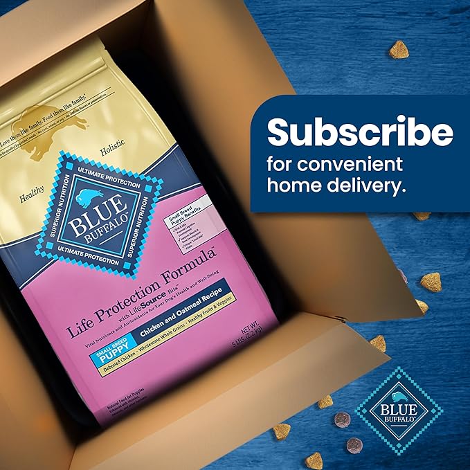 Blue Buffalo Life Protection Formula Small Breed Puppy Dry Dog Food with DHA, Vital Nutrients & Antioxidants, Made with Natural Ingredients, Chicken & Oatmeal Recipe, 5-lb. Bag