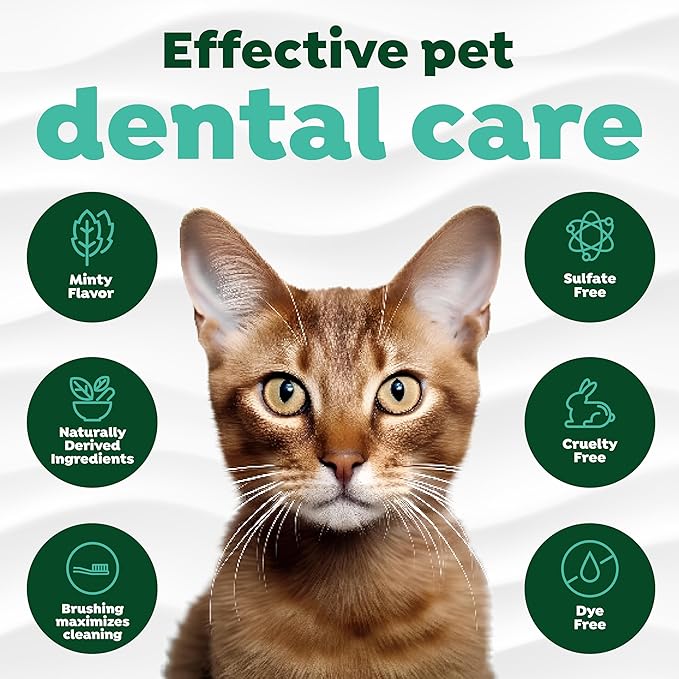 TropiClean Fresh Breath Plaque & Tartar Control Kit for Cats | Kit with Cat Toothbrush & Fingerbrush | Cat Teeth Cleaning Gel | Help With Bad Breath