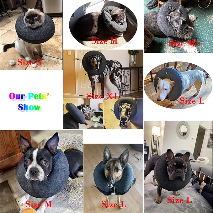 Katoggy Inflatable Dog Cone Collar for Dogs After Surgery, Soft Adjustable Blow up Donut Dog E-Collar for Small Medium Large Dog and Cats