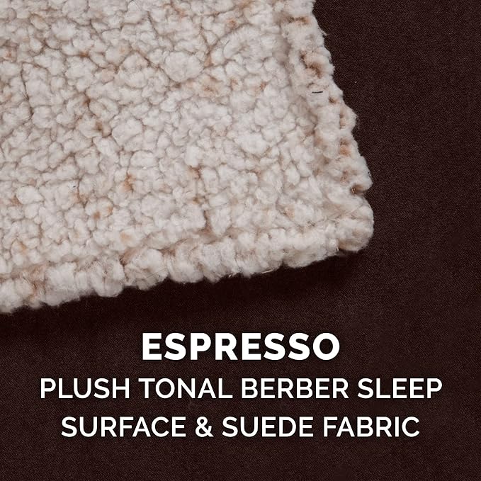 Furhaven Replacement Dog Bed Cover Berber & Suede Blanket Top Mattress, Machine Washable - Espresso, Medium