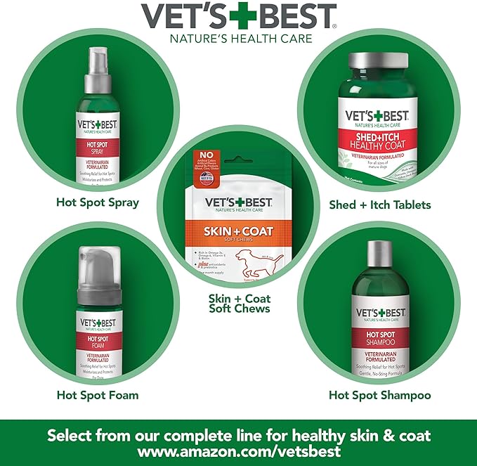 Vet’s Best Dog Hot Spot Itch Relief Spray | Relieves Dry Skin, Rash, Scratching, Licking, Itchy Skin, and Hot Spots | No-Sting and Alcohol Free | 16 Ounces