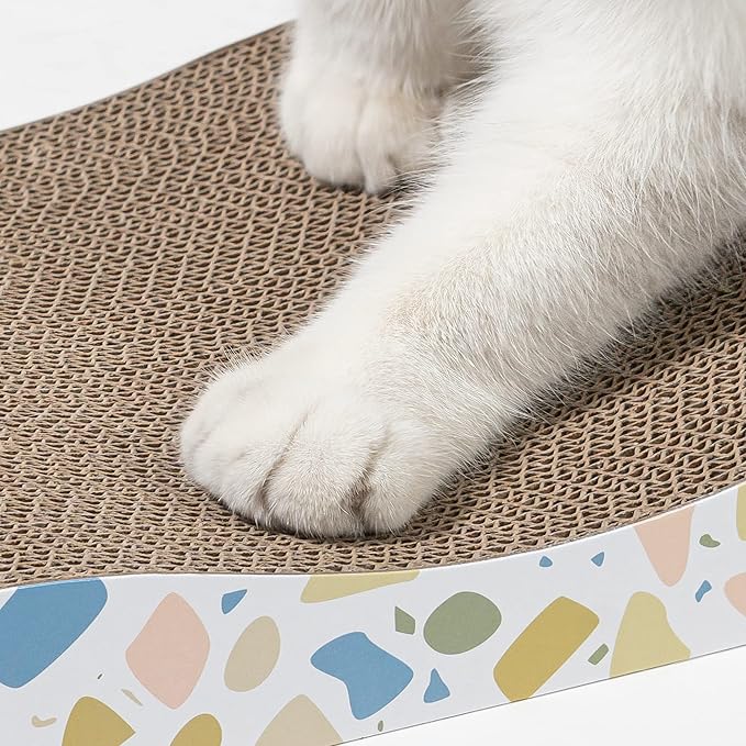 Conlun Cat Scratcher Cardboard Cat Scratch Pad with Premium Scratch Textures Design Durable Cat Scratching Pad Reversible Half Wave 16.5L x 8.6W x 1.6H