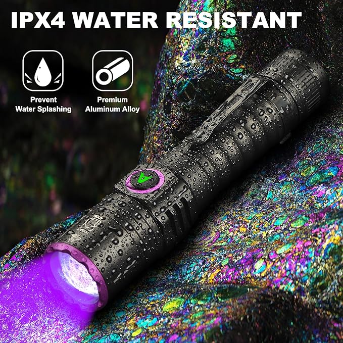 ULTRAFIRE UV 395nm Flashlight - USB Rechargeable, Powerful Ultraviolet LED Black Light with Clip, Ideal for Resin Curing/Scorpion Detection/Fluorescent Discovery/Pet Urine Disclosure - Pack of 2