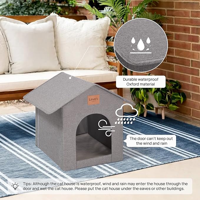 Love's cabin Outdoor Cat House Weatherproof, Insulated Feral Cat House Outdoor for All Season, Waterproof Outside Cat House for Outdoor/Indoor Cats, Feral Cat Shelter with Removable Soft Cushion