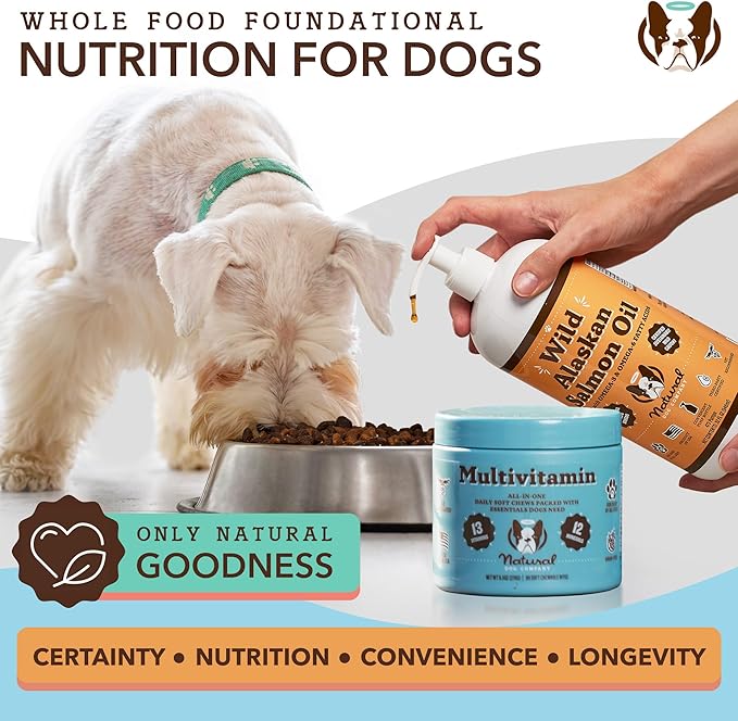 Natural Dog Company Multivitamin Chews (90 Pieces), Dog Vitamins and Supplements, Peanut Butter & Bacon Flavor, for Dogs of All Ages, Sizes, & Breeds, Supports Immune System, Antioxidant