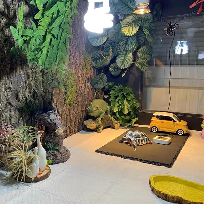 Reptile Basking Platform 2Pcs Tortoise Rock Plate Slate Feeding Platform Food Dish Bowl Turtle Bathing Rock Rest Terrace for Chameleon Lizard Bearded Dragon Gecko Snake Frog Newt (11.8''/30CM)