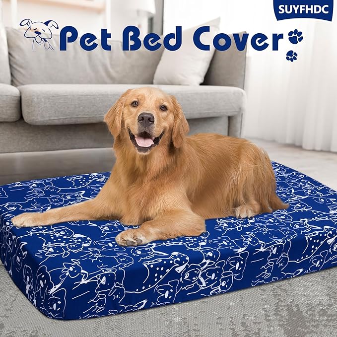 Dog Bed Cover-Washable Dog Bed Cover, Dog Bed Replacement Cover,Cotton Waterproof Warm Dog Mattress Cover,Bed Cover for Dog/Cat 58x28 Inches-Easy to Remove