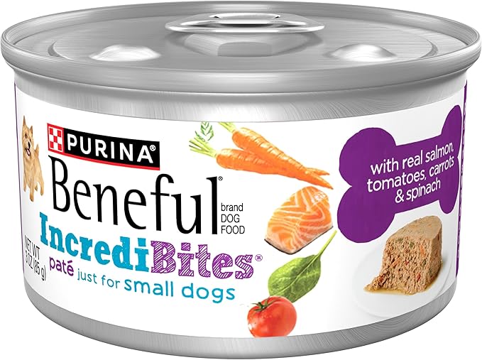 Purina Beneful Small Breed Wet Dog Food, IncrediBites Pate with Real Salmon Recipe - (Pack of 12) 3 oz. Cans