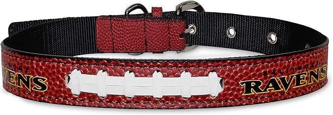 Pets First Tough Leather Pet Collar NFL Baltimore Ravens Premium Dog Collar, Limited Edition, Size Small. Best & Strongest Heavy-Duty Dog Collar!, Small (12-15"" Long & 0.75"" Wide) (BAL-3081-SM)