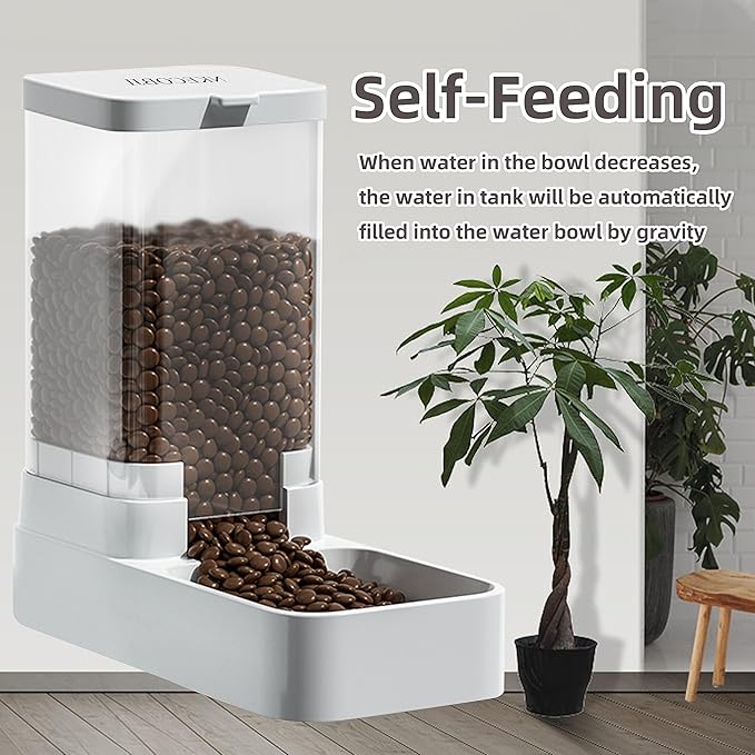 Gravity Pet Feeder and Water Dispenser Set, Automatic Dog Feeder and Dog Water Dispenser for Dogs Cats Pets Animals Large Capacity(Food Feeder)