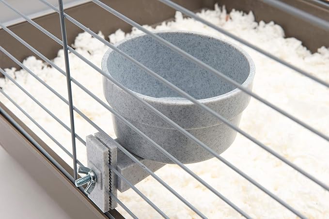Lixit Quick Lock Removable Cage Bowls for Rabbits, Birds, Dogs, Cats, Gunea Pigs and Other Small Animals. (Granite, 20oz)