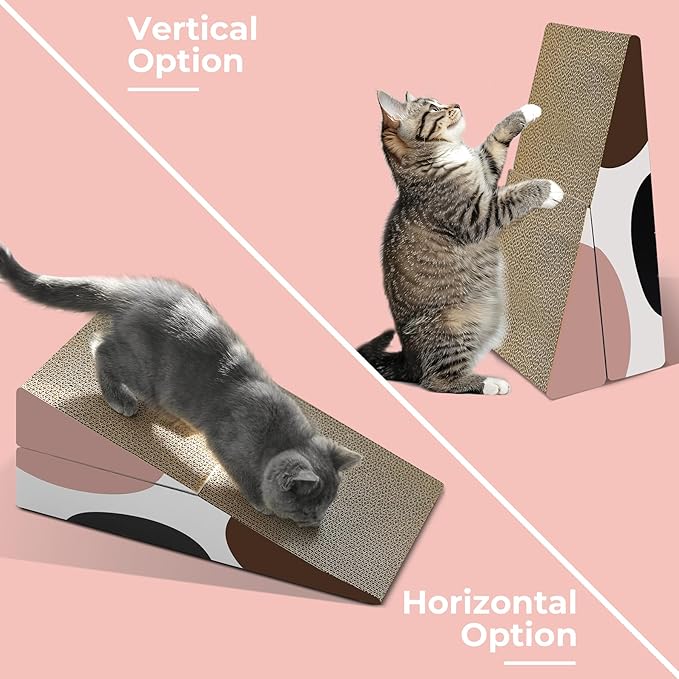 ComSaf Cat Scratcher Cardboard, Kitty Cat Scratching Pad Recycle Corrugate Scratcher Cat Scratch Bed Long Lasting Reversable (Triangle)