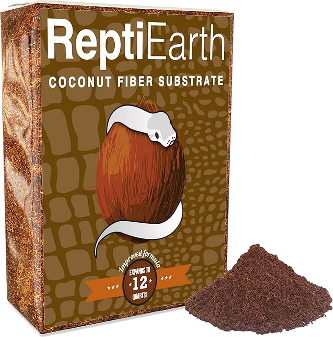 ReptiEarth Reptile Bedding, Fluffy Coconut Fiber Substrate 12 Quart Organic Coco Ready to Use for Bioactive Snake Terrarium, Lizard Tanks with Plants, for Frog, Tarantula or Hermit Crab Habitat