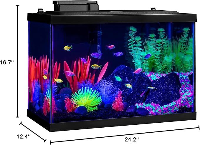 GloFish 20 Gallon Aquarium Kit with LED Lights, Decor Heater and Filter