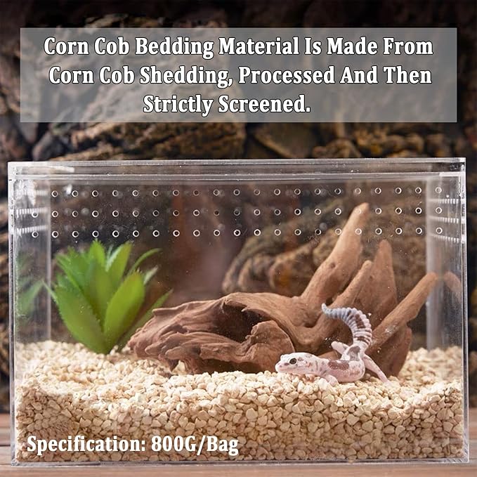 BNOSDM Natural Corn Cob Bedding, Reptile Corn Cob Substrate, 1.76Lb, Small Animal Corn Cob litter, Terrarium Bedding for Bearded Dragon Snake Gecko Chameleon Hamster