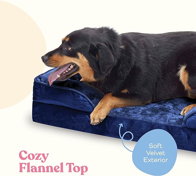 Orthopedic Sofa Dog Bed - Ultra Comfortable Dog Bed for X-Large Dogs - Breathable & Waterproof Pet Bed- Egg Foam Sofa Bed with Extra Head & Neck Support - Removable Washable Cover with Nonslip Bottom.