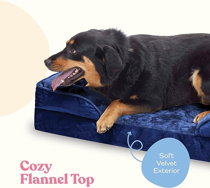 Orthopedic Sofa Dog Bed - Ultra Comfortable Dog Beds for Medium Dogs - Breathable & Waterproof Pet Bed- Egg Foam Sofa Bed with Extra Head and Neck Support - Removable Washable Cover & Nonslip Bottom.