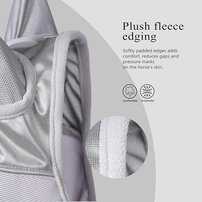 Harrison Howard Full Face Horse Fly Mask UV Protection and Breathable Mask for Equine Use Comfortable Fly Mask for Horses Grey XS