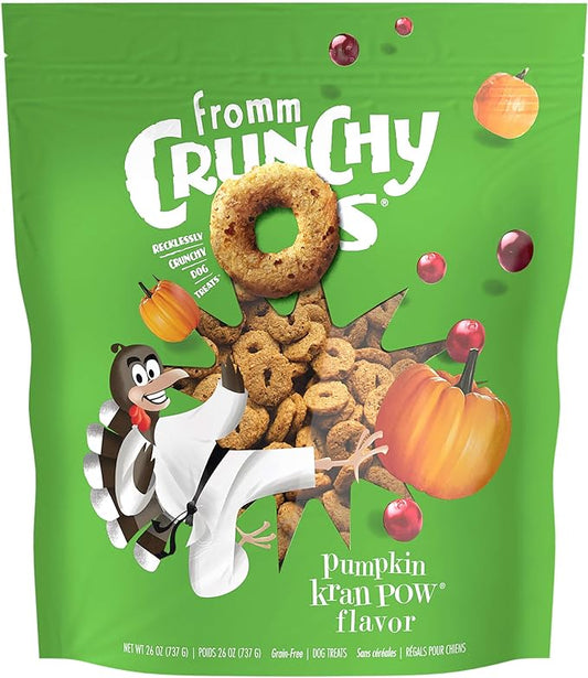 Fromm Crunchy Os Pumpkin Kran Pow Dog Treats - Premium Crunchy Dog Treats - Turkey Recipe - 26 oz