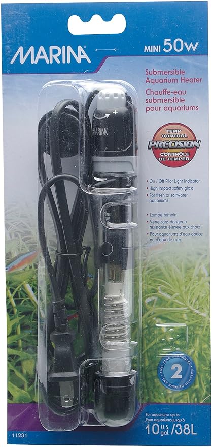 Marina Submersible Heater for Aquarium, Mini, 50-watt