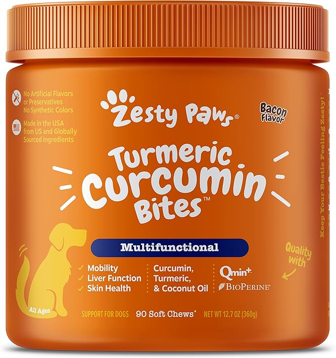 Turmeric Curcumin for Dogs - with 95% Curcuminoids for Hip & Joint + Arthritis Support - Digestive & Mobility + Immune Dog Supplement - with Organic Turmeric, Coconut Oil & BioPerine - 90 Chew Treats