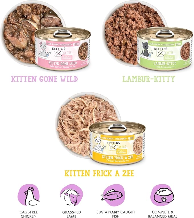 Weruva Cats in The Kitchen Kitten, Kitten Zoomies Variety Pack, 3oz Can (Pack of 12)