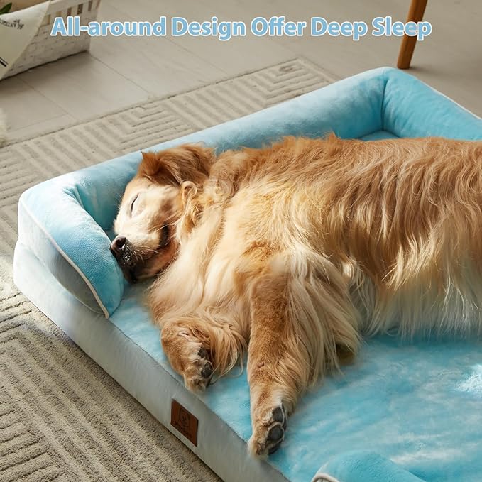 WNPETHOME Waterproof Dog Beds for Large Dogs, Orthopedic XL Dog Bed with Sides, Big Dog Couch Bed with Washable Removable Cover, Pet Bed Sofa with Non-Slip Bottom for Sleeping