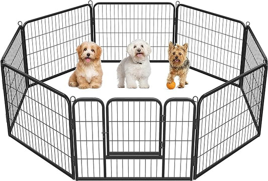 Yaheetech Heavy Duty Extra Wide Dog Playpen, 8 Panels Outdoor Pet Fence for Large/Medium/Small Animals Foldable Puppy Exercise Pen for Garden/Yard/RV/Camping 24 Inch Height x 32 Inch Width