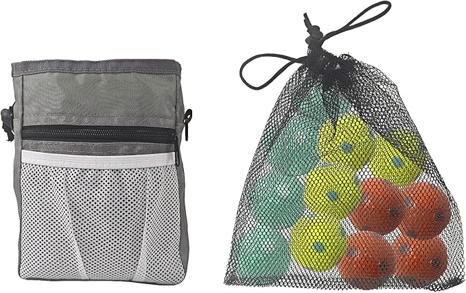 2inch Dog Toy Ball & Dog Training Treat Pouch Include 16pcs Ball Multi-Functional Treat Bag for Puppy Small Medium Dogs