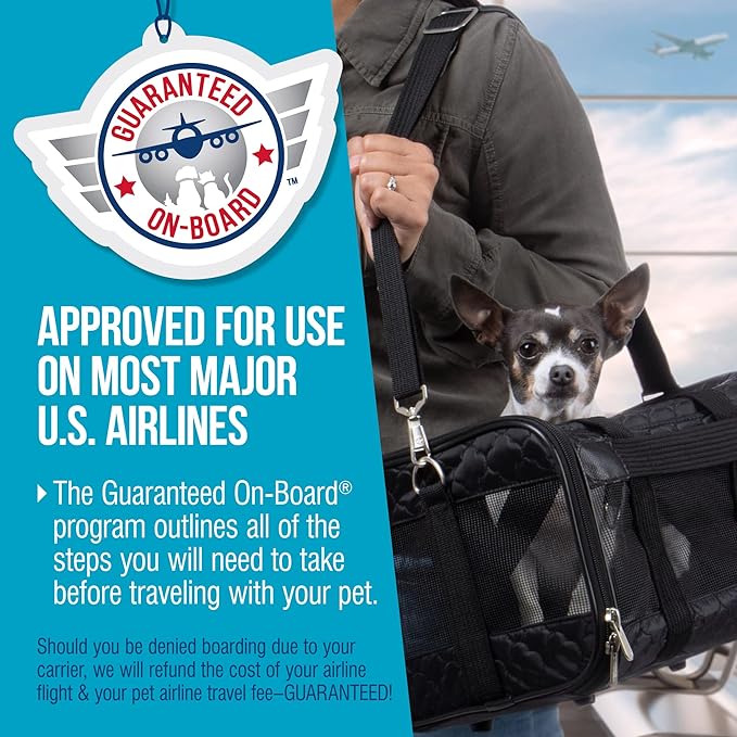 Sherpa Original Deluxe Travel Pet Carrier, Airline Approved & Guaranteed On Board - Black Lattice, Medium