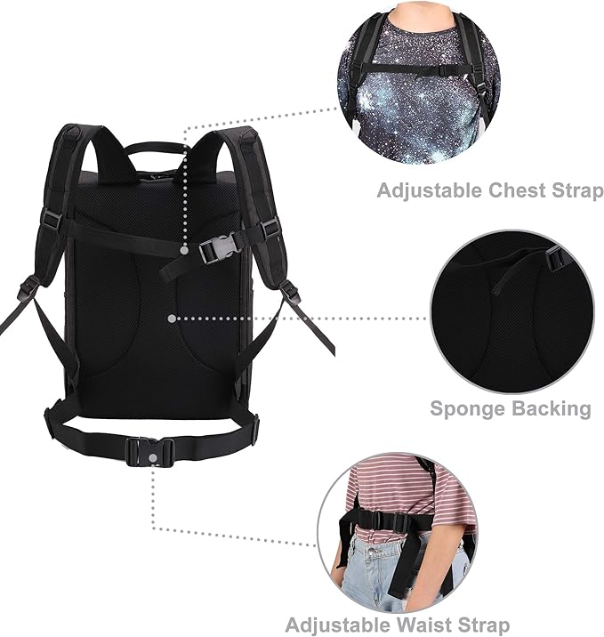 Apollo Walker Pet Carrier Backpack for Large/Small Cats and Dogs, Puppies, Safety Features and Cushion Back Support for Travel, Hiking, Outdoor Use (Black-expandable)