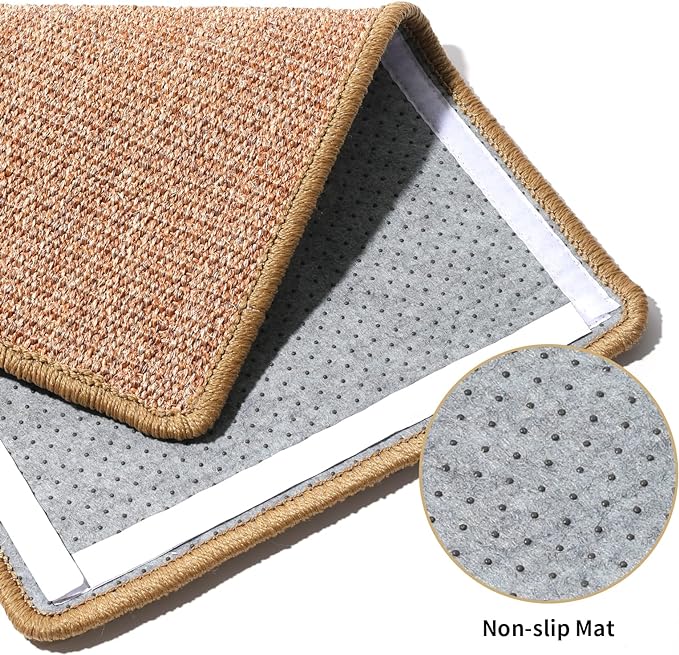 FUKUMARU Cat Scratcher Mat, 23.6 X 15.7 Inch Natural Sisal Cat Scratch Mats, Horizontal Cat Floor Scratching Pad Rug with Sticky Velcro Tapes, Protect Couch and Carpets
