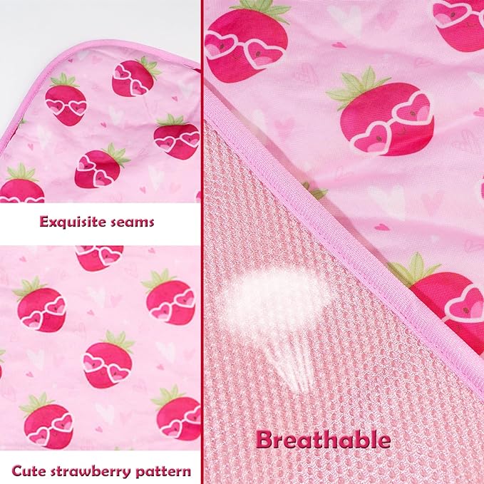 Dog Ice Pad Ice Silk Cats Kennel Mat Pet Cooling Pad Summer Cool Bamboo Mat Breathable Pad (Strawberry, S)
