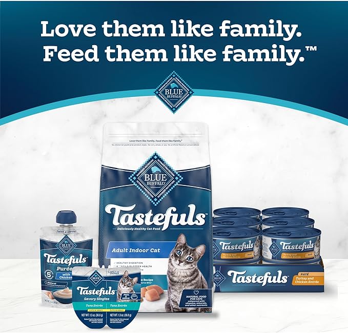 Blue Buffalo Tastefuls Wet Cat Food Paté, Made with Natural Ingredients | Turkey and Chicken Entrée, 5.5-oz. Cans (24 Count)