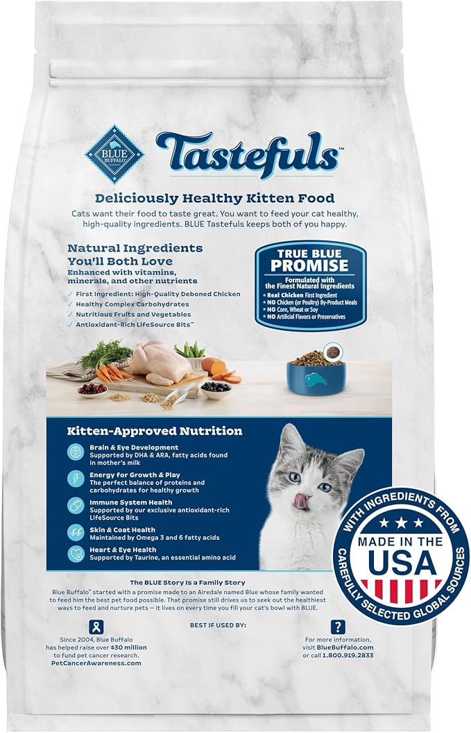 Blue Buffalo Tastefuls Natural Dry Food for Adult Cats, Hairball Control, Chicken & Brown Rice Recipe, 15-lb. Bag