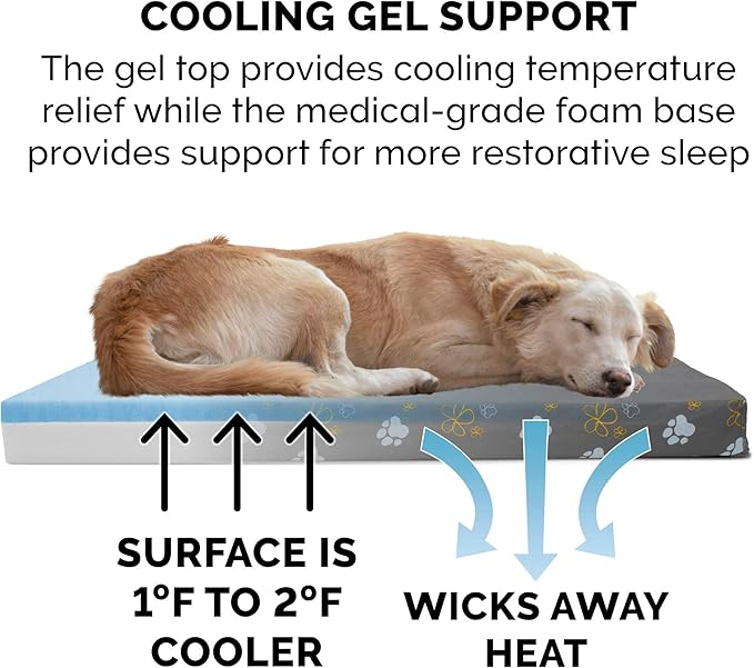 Furhaven Water-Resistant Cooling Gel Dog Bed for Small Dogs w/ Removable Washable Cover, For Dogs Up to 20 lbs - Indoor/Outdoor Garden Print Mattress - Iron Gate, Small